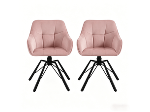Chaise de salle à manger pivotante 57x50x82 57x50x82,5cm, accoudoirs et dossier, acier noir rose lot de 2