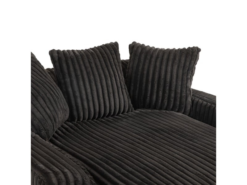Canapé droit,canapé simple confortable en velours côtelé avec 3 oreillers moelleux,125x155x63,noir canapé noir - Conforama E