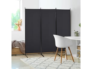 Paravent 3 panneaux dim. 2,53l x 0,5l x 1,82h m store latéral brise-vue paravent sur pied métal séparateur polyester