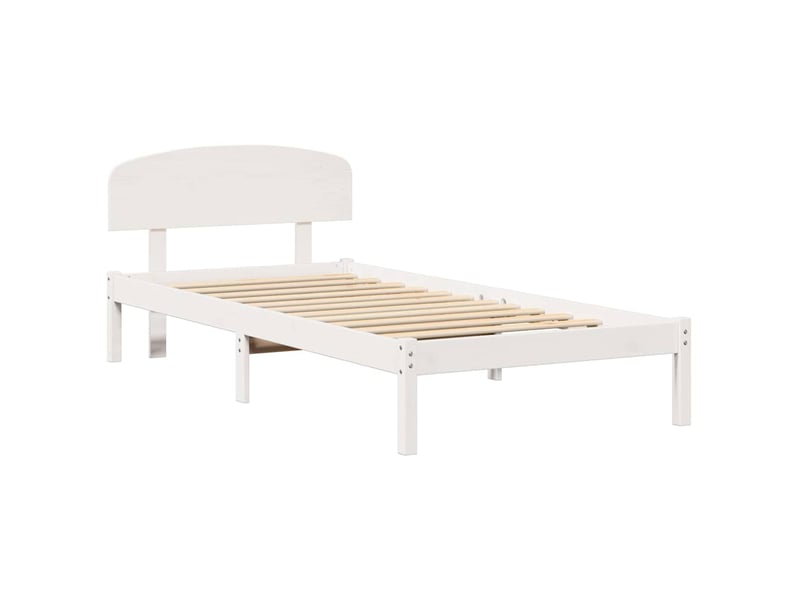  Lit simple- lit adulte -  cadre de lit avec tête de lit blanc 100 x 200 cm pin massif  - Conforama C