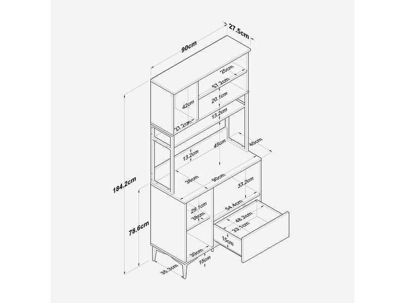  Armoire multifonction je159 - 100% melamine - blanc - 90 x 184,2 x 38 cm 893RAN4960 - Conforama E