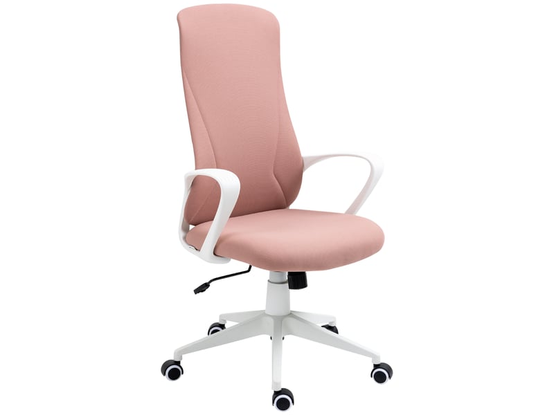  Chaise de bureau ergonomique et rembourrée, réglable en hauteur et à bascule, 62 x 56 x 110-119,5 cm, rose  - Conforama B