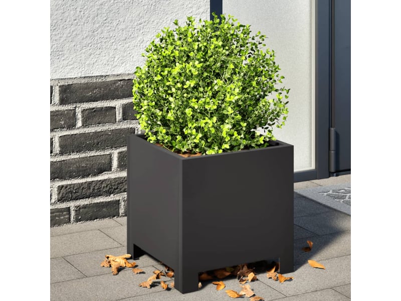 Jardinière - bac à fleurs noir 30x30x30 cm acier - Conforama B