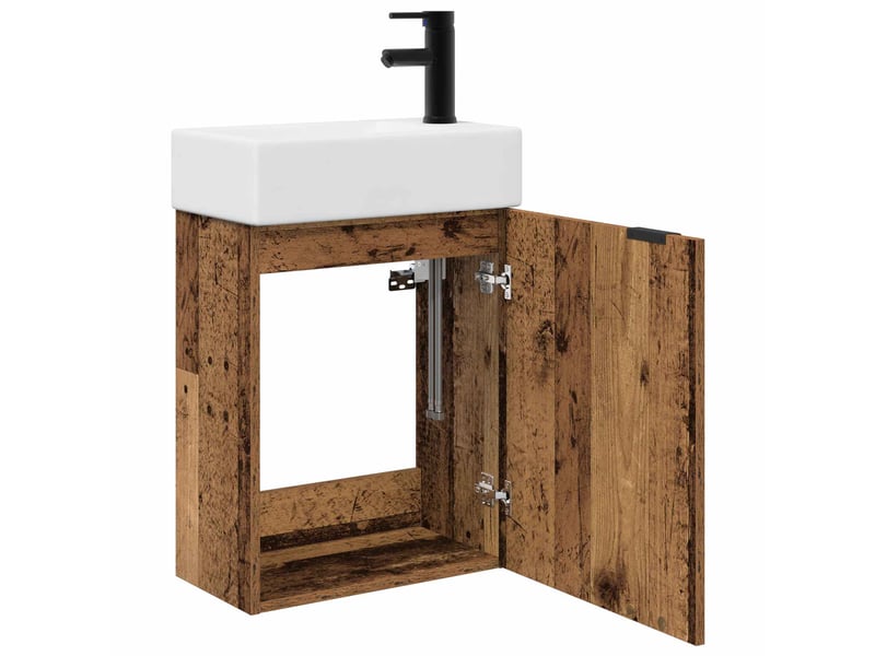  Meuble de rangement salle de bain avec robinet bois ancien shl4073  - Conforama D