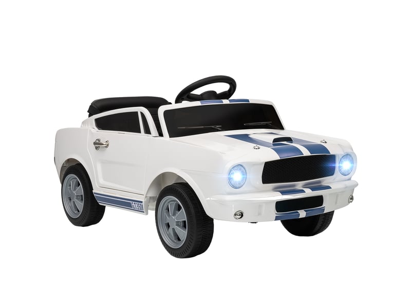 Voiture électrique pour enfants 12 v avec télécommande 2,4 ghz, 2 moteurs, klaxon, led, musique, blanche - Conforama A