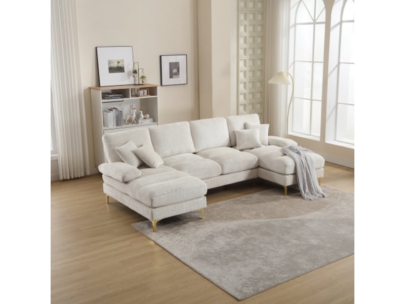 Canapé d'angle en u en chenille, deux places allongées, pour salon ou bureau  - Conforama D