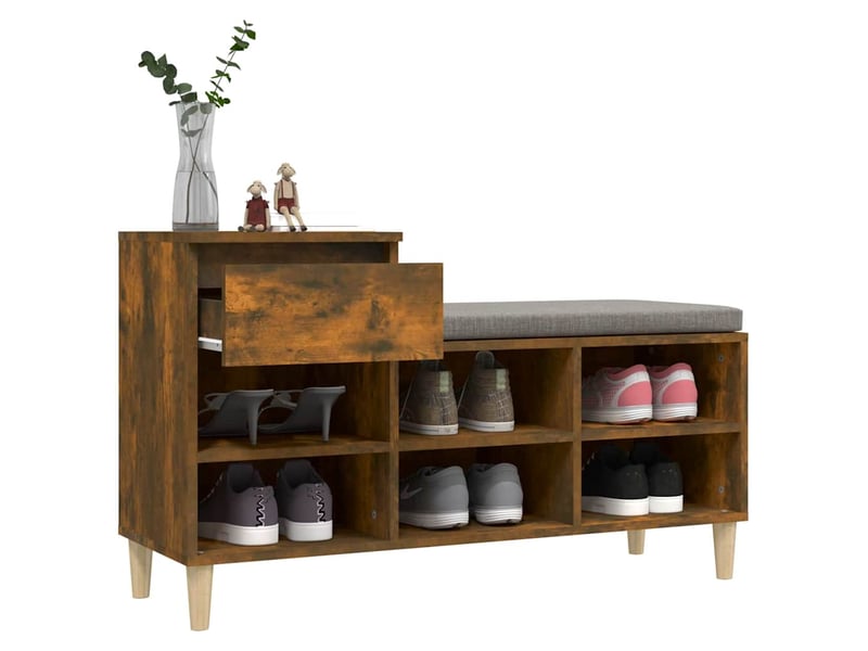  Meuble à chaussure, armoire à chaussures chêne fumé 102x36x60 cm bois d'ingénierie shl9587  - Conforama E