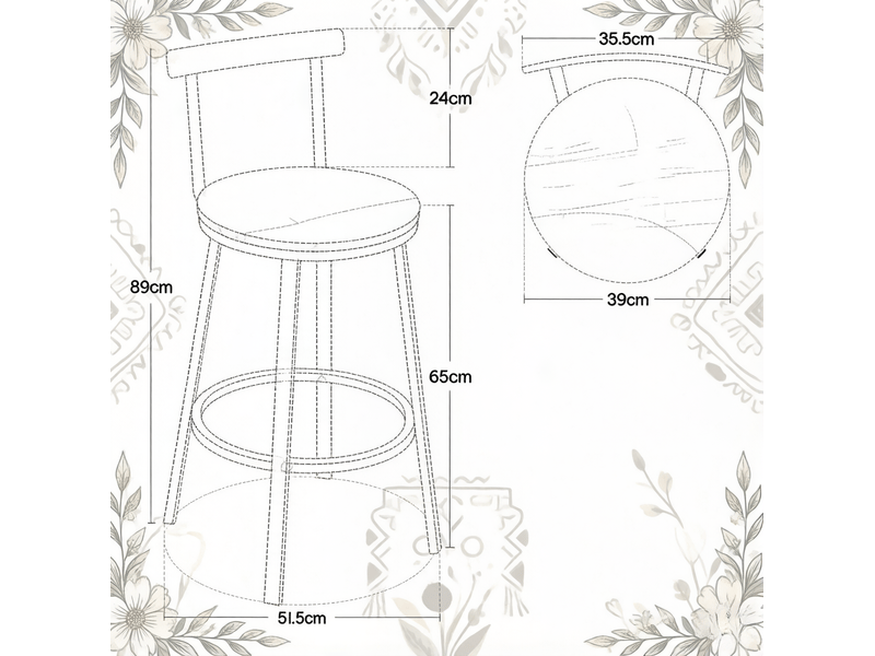  Lot de 2 tabourets de bar avec dossier incurvé en métal et mdf blanc  - Conforama E