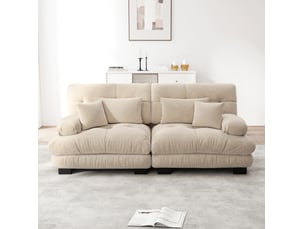Canapé d'angle modenvie cloud 2 places en chenille marron clair 220 x 77 x 81 cm