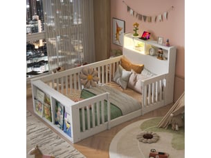 Lit avec rangement 90x190 cm DZMDIP coloris blanc