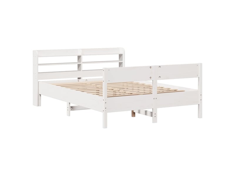 Lit double- lit adulte -  cadre de lit sans matelas blanc 135x190 cm bois de pin massif  - Conforama B