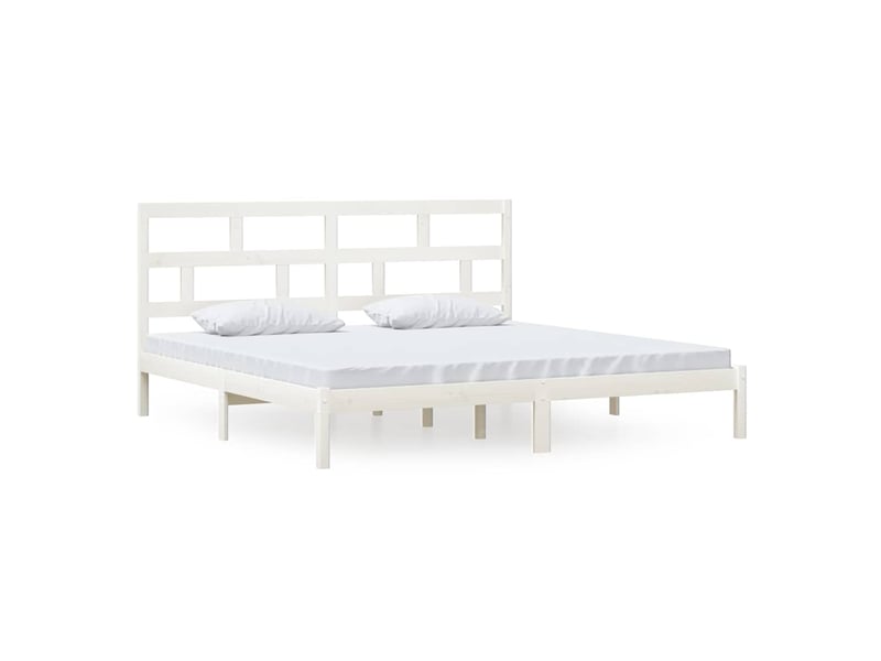  Lit double- lit adulte -  cadre de lit sans matelas blanc bois de pin massif 200x200 cm  - Conforama A