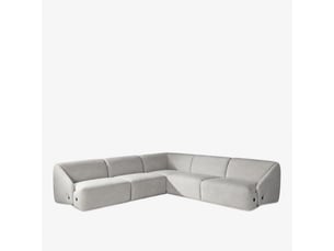 Canapé d'angle modulable en tissu gris clair