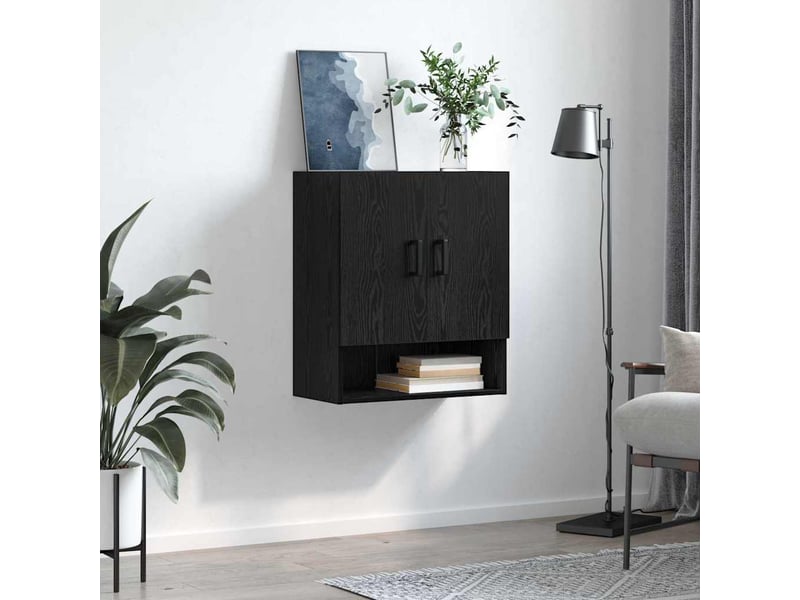 Meuble mural, rangement salon 60 x 31 x 70 cm bois d'ingénierie chêne noir shl5713 - Conforama D