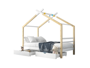 Lit cabane 90x200 cm STILVORA coloris blanc