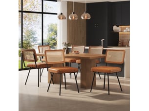 Lot de 6 chaises de salle à manger 61 x 46 x 79 cm – marron – dossier en rotin pe, pieds réglables