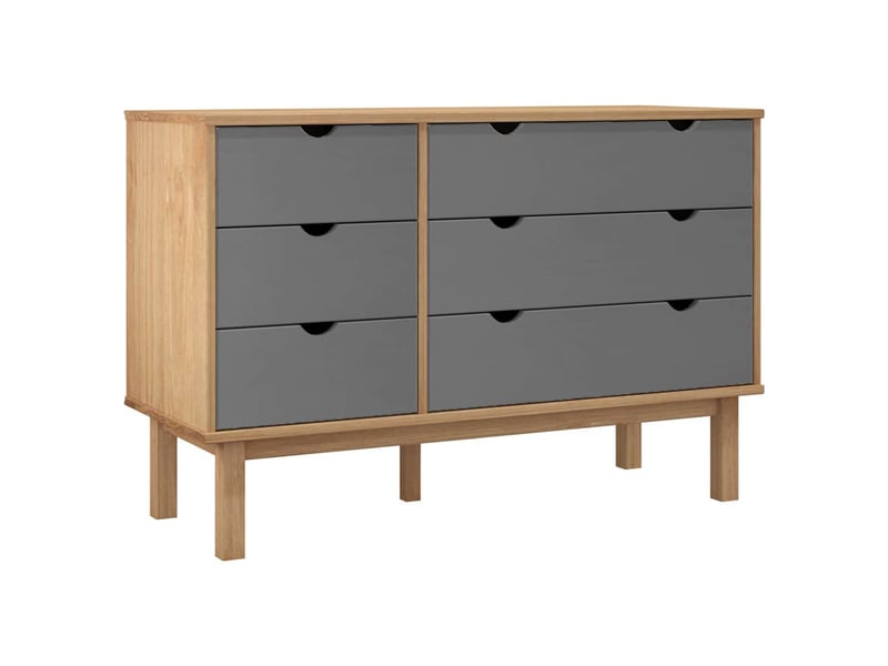  Commode, armoire à tiroirs bureau otta marron et gris 111x43x73,5 cm bois de pin massif  - Conforama A