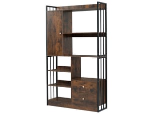 Bibliotheque coloris  marron 5 étagère(s) <strong>MERAX</strong> <strong>bibliothèque marron</strong> - 100 cm x 173.5 cm