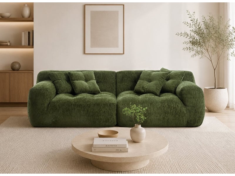  Canapé droit 3 places en velours texturé vert olive tanina S351-3P-VEROL - Conforama C