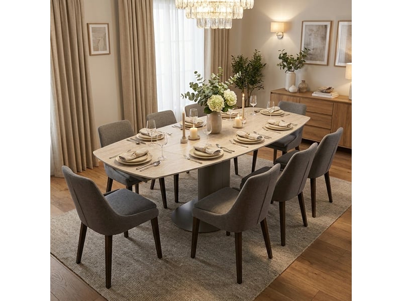 Table extensible en céramique et acier 120150200x89 zayn - beige - Conforama B