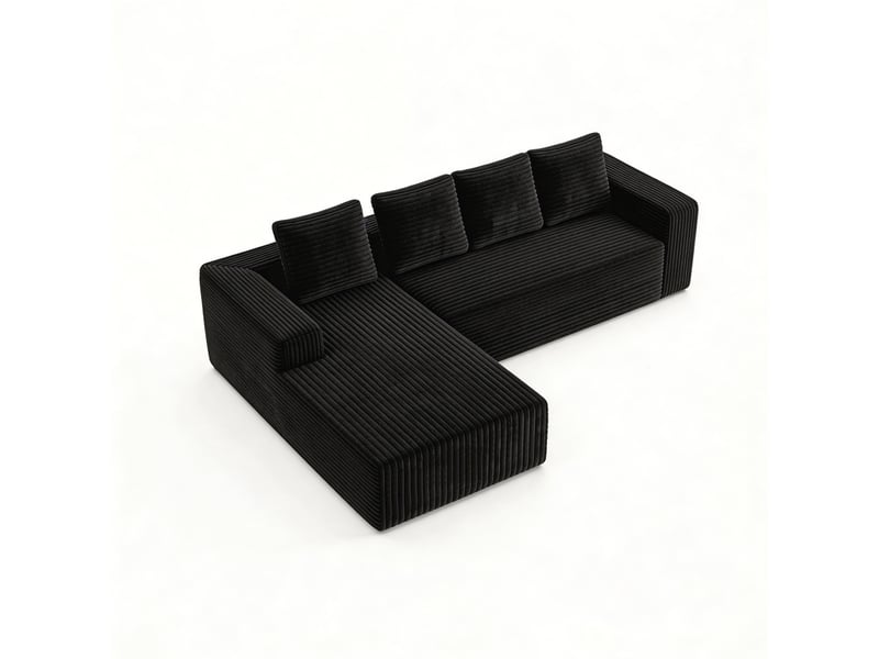  Canapé d’angle modulable 4 places avec méridienne en velours côtelé homvra  - Conforama A