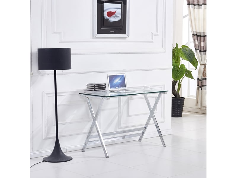  Bureau 110x55x76 cm en verre trempé transparent  - Conforama E