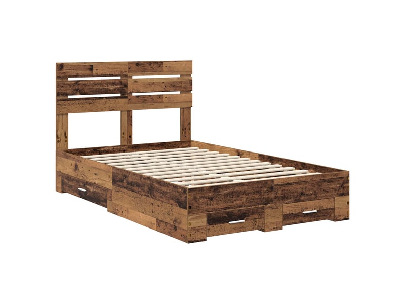 Lit double- lit adulte - cadre de lit bois ancien 120 x 190 cm bois d'ingénierie - Conforama C