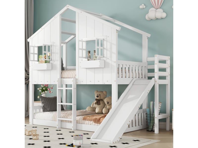  Lit superposé 90x200cm coloris blanc lit enfant blanc - Conforama D