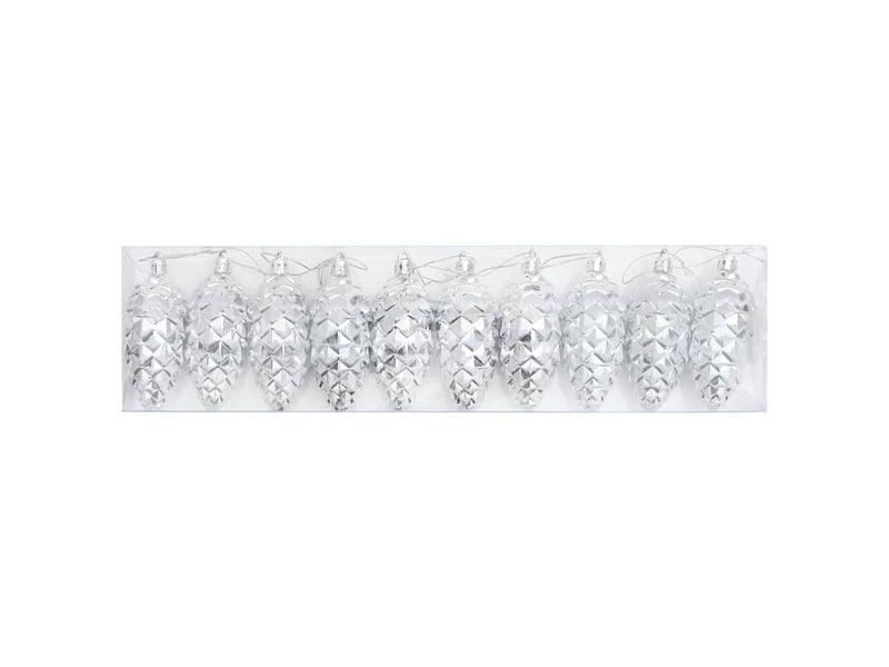  Boule de pomme de pin de noël 40 pcs argenté 4 x 9 cm plastique  - Conforama C