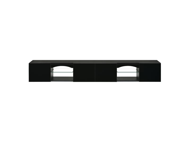  Meuble tv 4 portes et 2 niches avec led pilotée par application pour salon 200×30×28 cm noir  - Conforama D