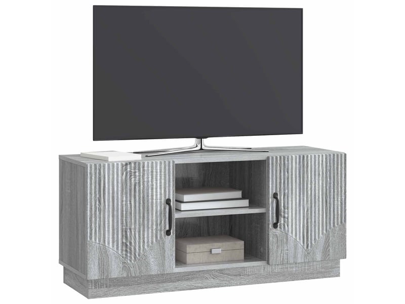  Meuble tv - banc tv - meuble de rangement 102 x 34,5 x 47 cm sonoma gris bois d'ingénierie  - Conforama C