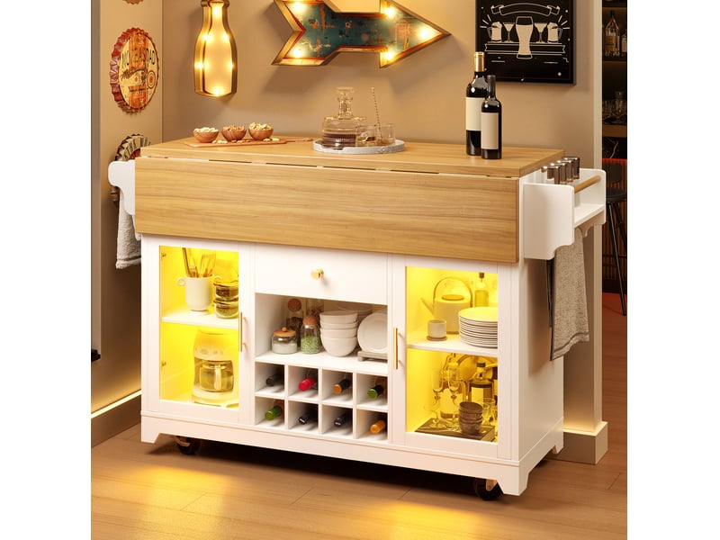  Desserte de cuisine mobile à plateaux rabattables led rgb evryae  - Conforama B