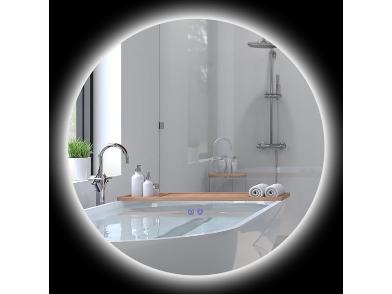  Miroir de salle de bain lumineux led rond tactile antibuée ø 80 cm  - Conforama B