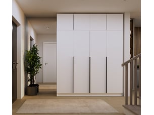 Senso 4d - armoire haute avec rehausse - portes, étagères - 200x250x56,5 cm - blanc