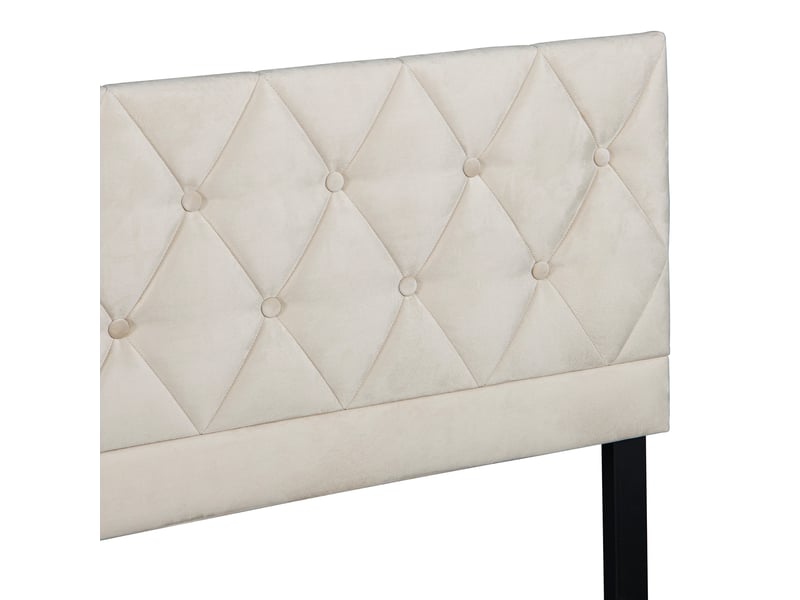  Lit adulte coffre 160x200 cm, tête de lit réglable, sommier, velours beige, sans matelas  - Conforama R