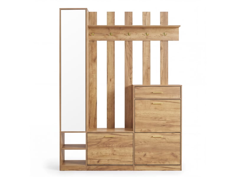  Portemanteau avec banc et rangement 133 x 23,5 x 180 cm en panneau de particules  - Conforama R