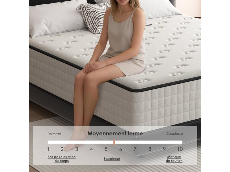  Matelas 140x200 cm,épaisseur 25cm,haute densité fermeté moyenne,réversible à deux faces utilisables.  - Conforama B