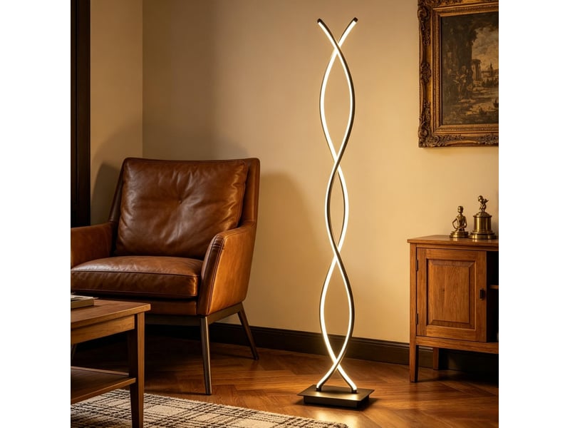  Lampadaire led double spirale noir 28 w avec variateur au pied, 140 cm  - Conforama B