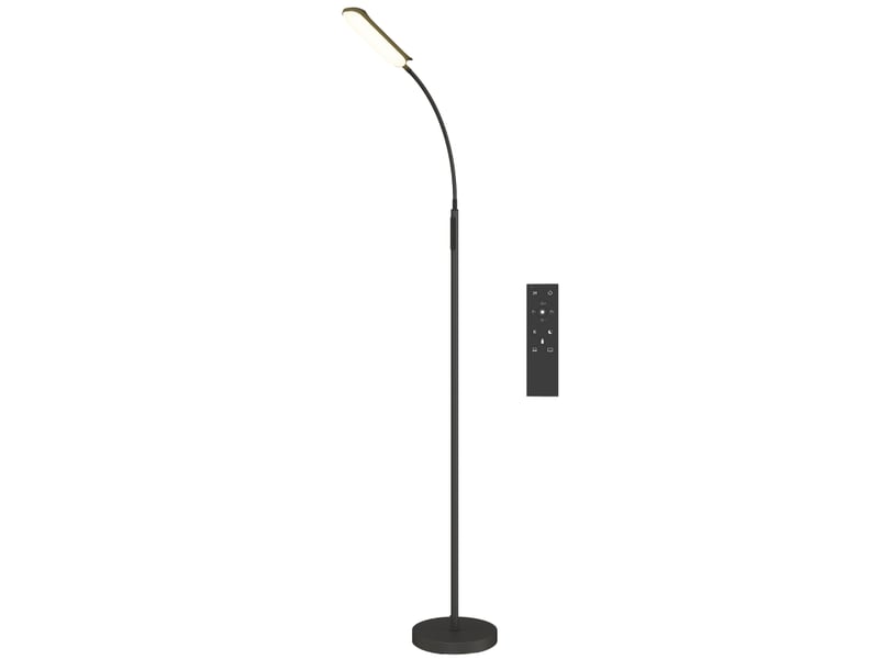  Lampadaire liseuse led dimmable avec télécommande tactile col de cygne flexible 360° noir 175 cm  - Conforama A