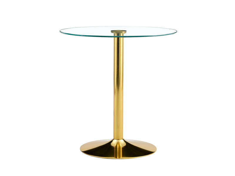  Table de bar, ronde table bar design moderne plateau base doré style, pratique, métal, coloris or et transparent  - Conforama A