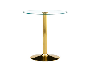 Table de bar, ronde table bar design moderne plateau base doré style, pratique, métal, coloris or et transparent
