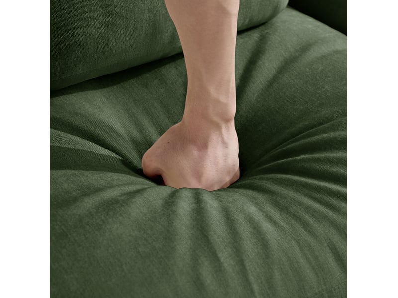  Canapé modulaire en u 4 places 330x143x88 cm, design ergonomique, assise spacieux profonde, 2 poufs, tissu en chenille, vert  - Conforama E