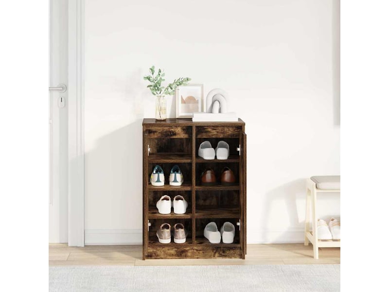  Meuble à chaussure | armoire à chaussures chêne fumé 57x34x76 cm bois d'ingénierie  - Conforama C