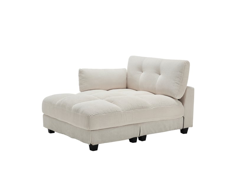  Fauteuil relax 112x140x81 cm avec porte-gobelets et port usb en velours côtelé beige  - Conforama B