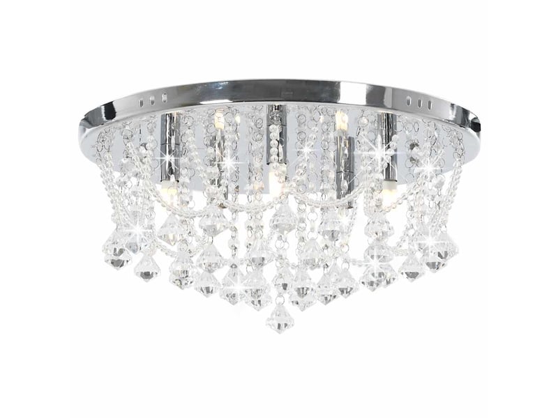  Plafonnier, lampe plafond avec perles de cristal argenté rond 4 ampoules g9  - Conforama B