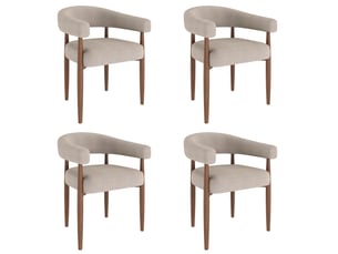 Lot de 4 chaises de salle à manger avec accoudoirs 60x59x75 cm en chenille taupe