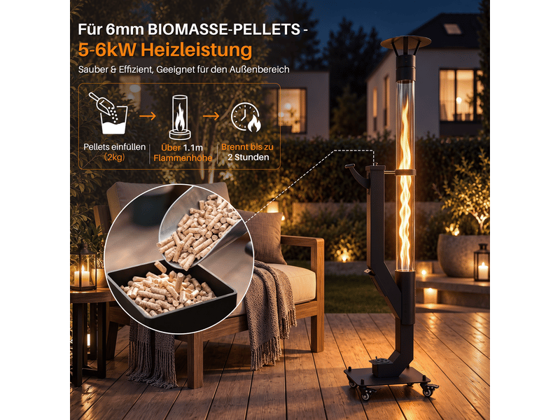 Zmh poêle à granulés mobile 6kw chauffage extérieur décoratif pour jardin balcon et terrasse - Conforama D