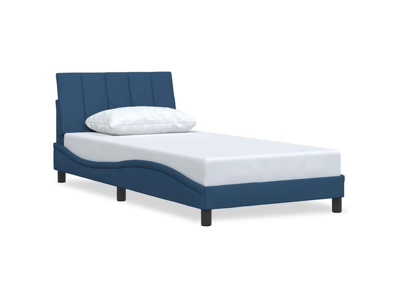  Lit simple- lit adulte -  cadre de lit sans matelas hanko bleu 100x200 cm tissu  - Conforama A