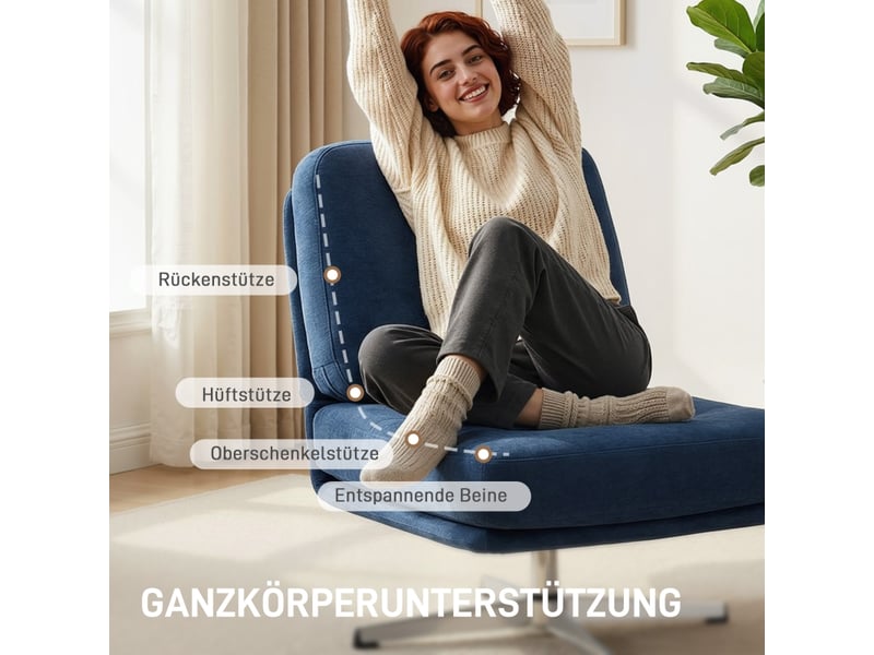 Fauteuil pivotant,87x70x84 cm,avec assise large,chenille,bleu foncé - Conforama D