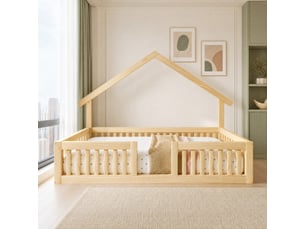 Lit cabane 90x200 cm coloris naturel